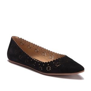Joe’s Jeans “Minka” black flats w/cutout details & scalloped edges